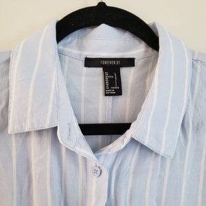 Blue and White Button Up Blouse